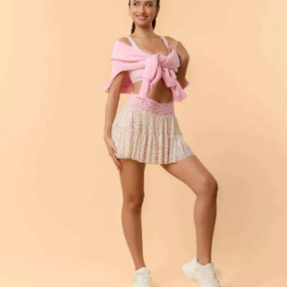 New BLOGILATES Women's Ballerina Skort - Cream Floral Large - Picture 4 of 7